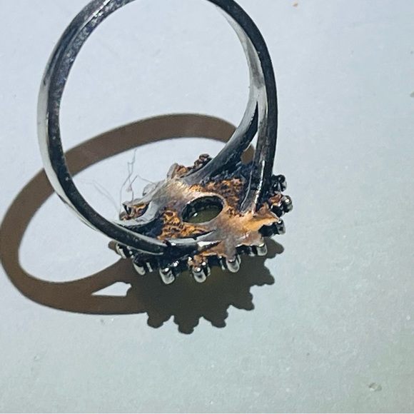 New RARE Cats Eye Chrysoberyl Yellow Green Artisan Sun 925 Sterling Silver Ring - Picture 17 of 17